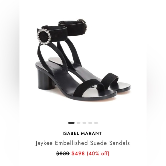 Isabel Marant Jaykee Embellished Suede Sandals in light gray. Size 39/ US 8.5-9 - Picture 5 of 8